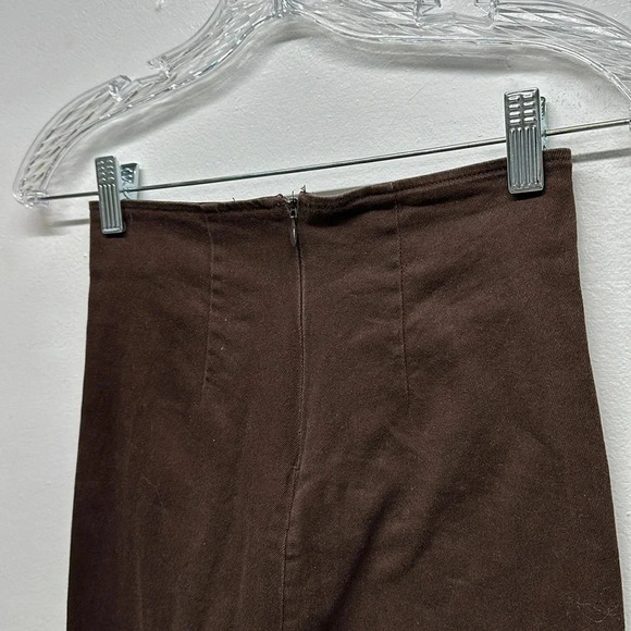 Reformation Pants Straight Leg Trousers Back Zip Cotton Stretch Brown Size 2 - Picture 4 of 8